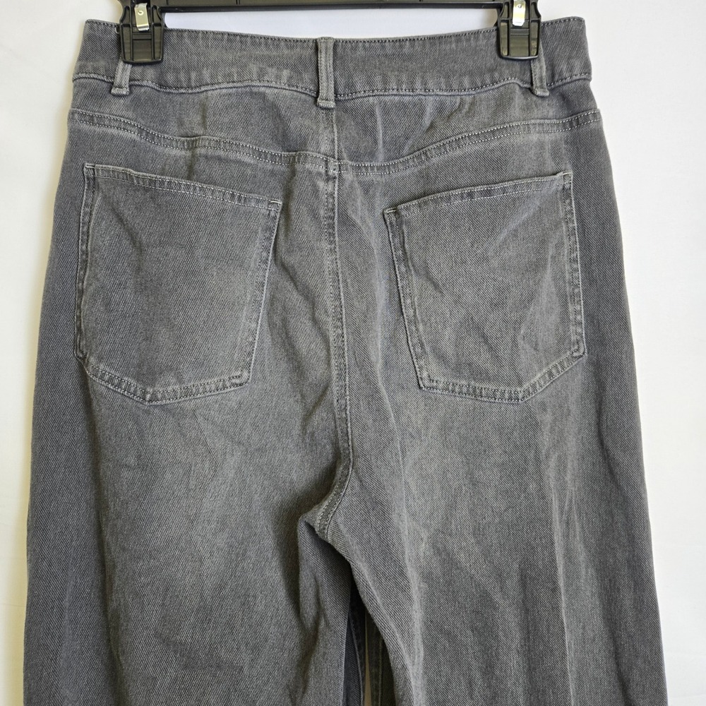 Halara Flex High Waisted Pockets Rolled Hem Wide Leg Washed Casual Jeans Gray M - Picture 9 of 10